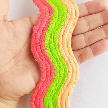 Wave Pattern Trim, Cotton Embroidered Trim, Pink